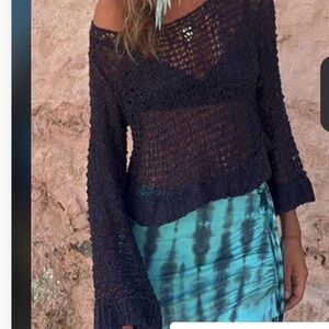 Black Crochet Off-Shoulder Sweater